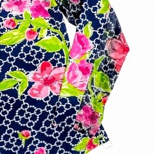 IBKUL Floral 1/4 Zip Mock Neck Long Sleeve Golf Pickleball Top Mesh Arm. Blue. L